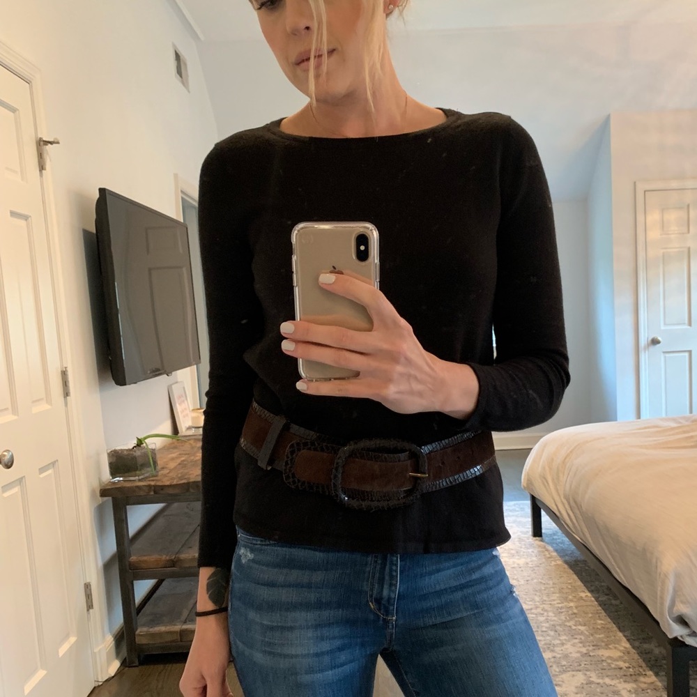 Carlisle brown leather& suede belt -XS